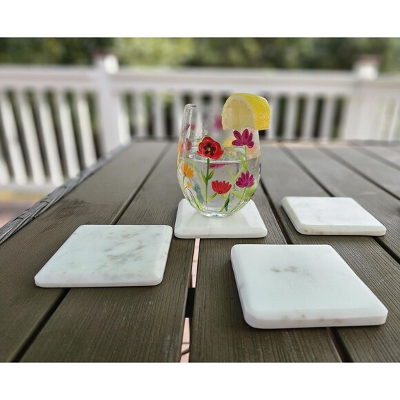 Marble Coasters 4 pieces coasters set for housewarming gift stone coasters - Picture 3 of 10